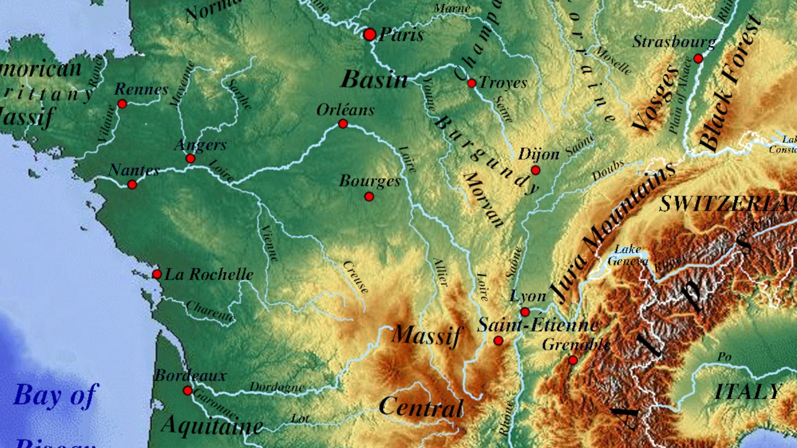 France Topographic Map