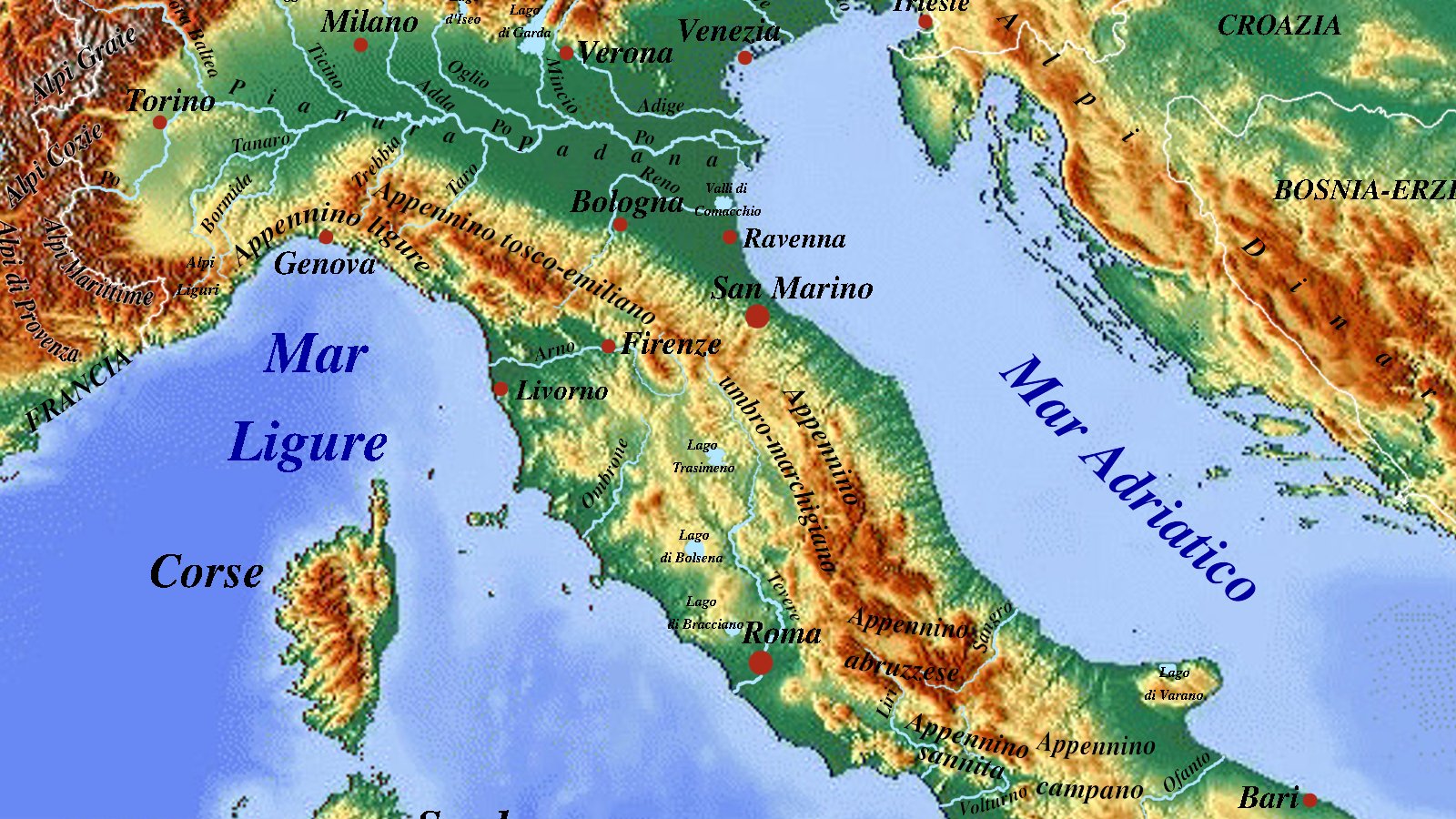 Italy Physical Relief