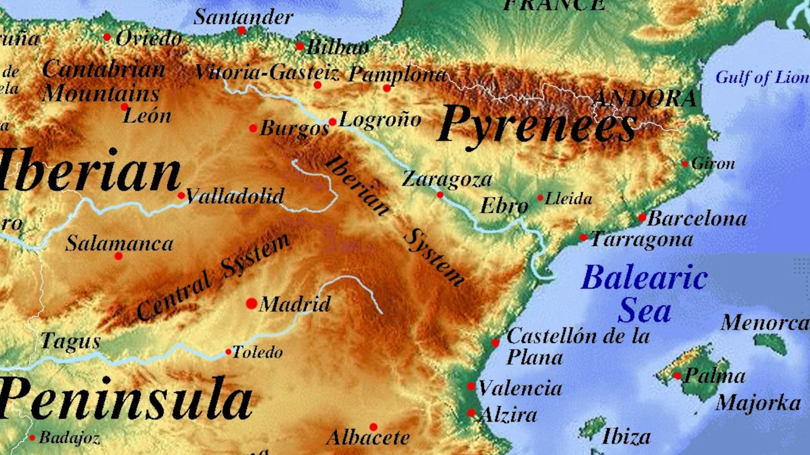 Spain Relief Map